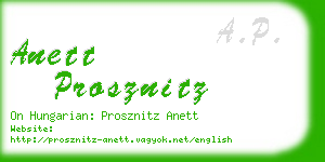 anett prosznitz business card